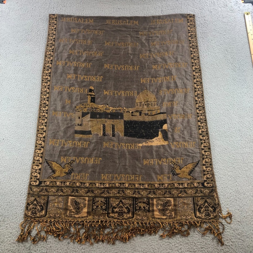 jerusalem scarf unisex 26.5 x 74 inches 100% cashmere gold